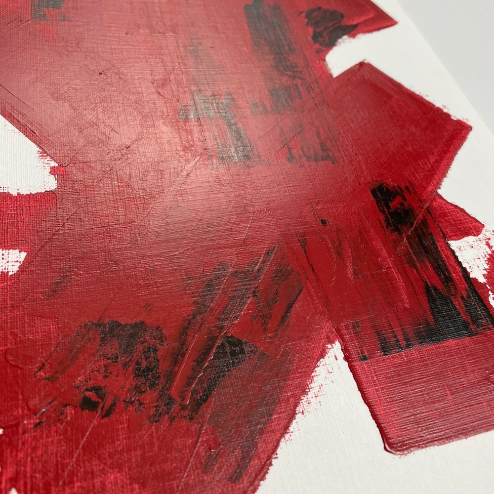 Abstract Acrylic Original Painting On Canvas Paper 9X12 Wall Art Red - Picture 5 of 8